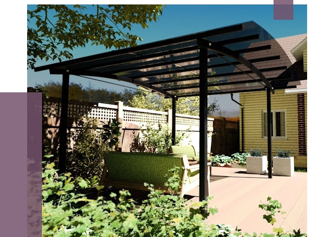 Навесы для террасы в Симферополе от 13243 руб. под ключ | ПРОЛЁТ-Сим